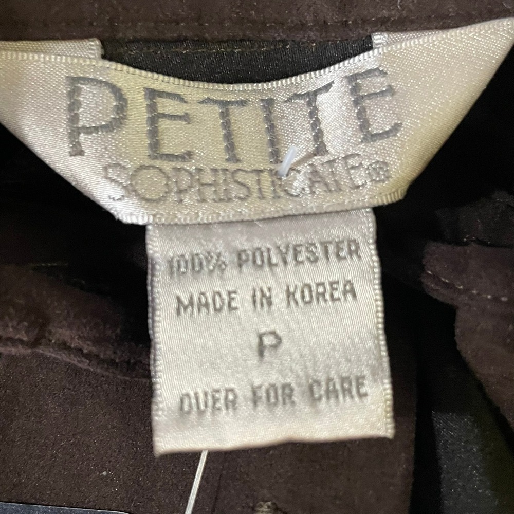 Petite Sophisticate Button Up Shirt Womens P Brown Good Faux Suede Pockets - Picture 5 of 7